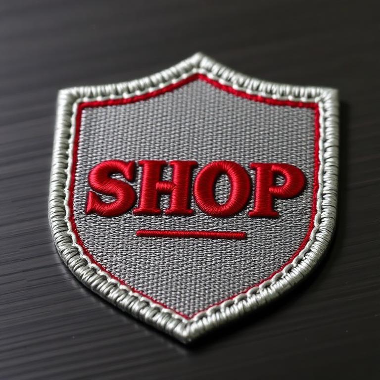 Custom embroidered motorcycle shop shield patch